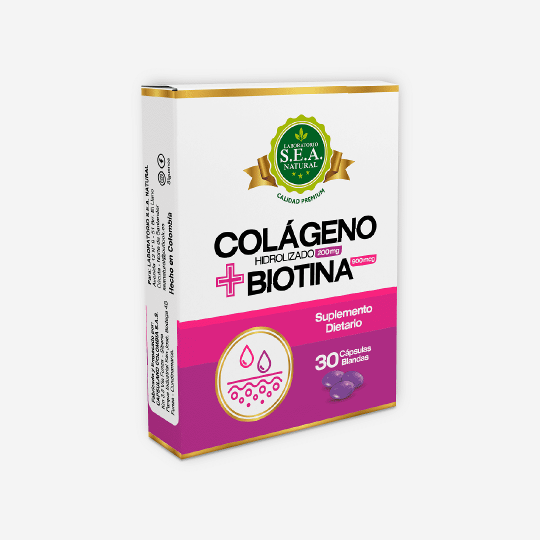 Colágeno Hidrolizado 200 mg + Biotina 900 mcg